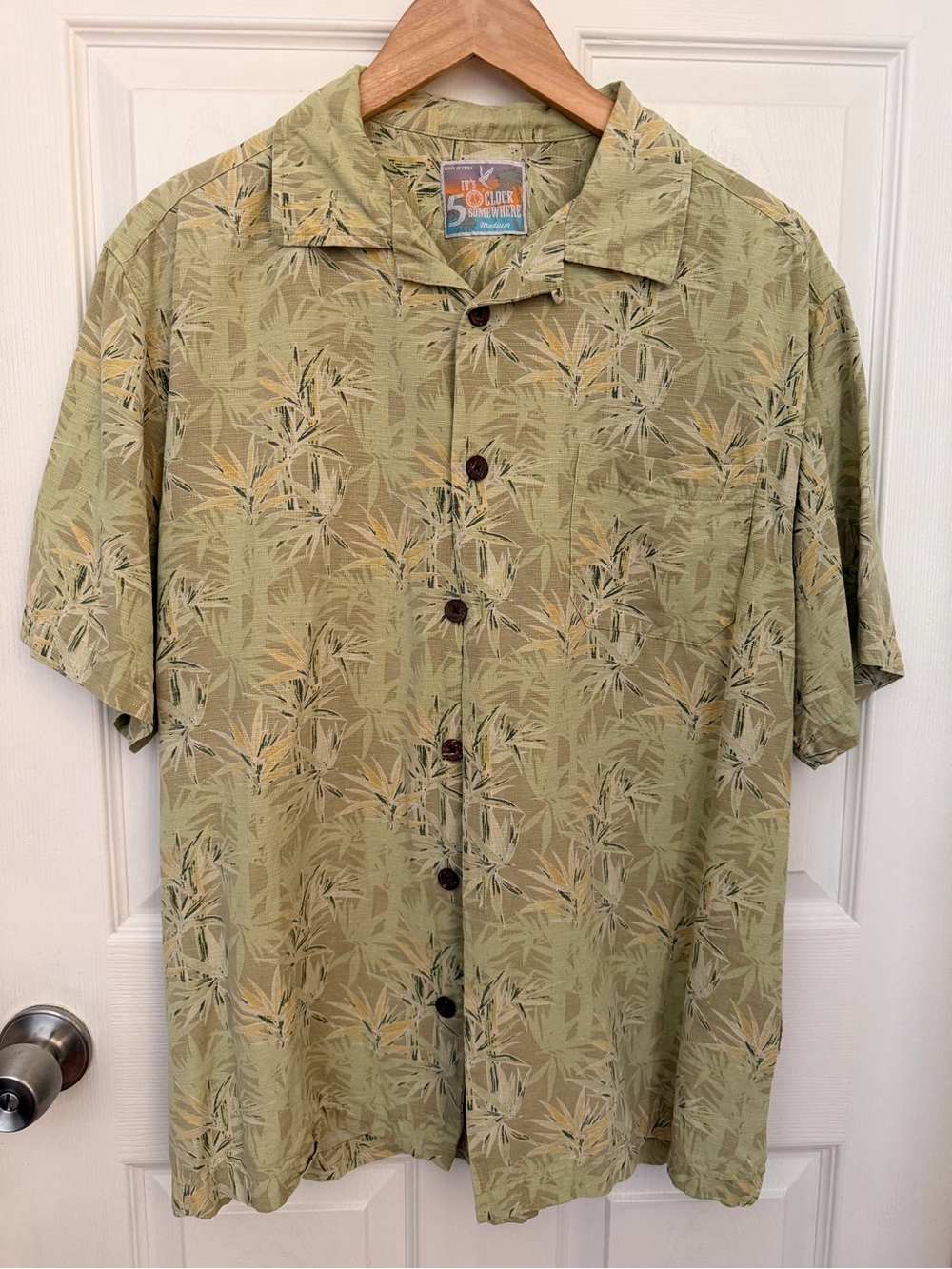 It’s 5 O’Clock Somewhere Tropical Hawaiian 🌴 Shirt — 100% Silk Men’s Size M. EUC - Picture 4 of 10